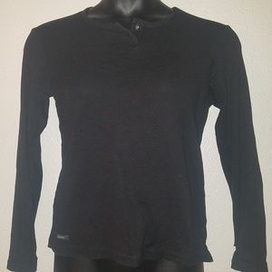 Women's black long sleeve henley